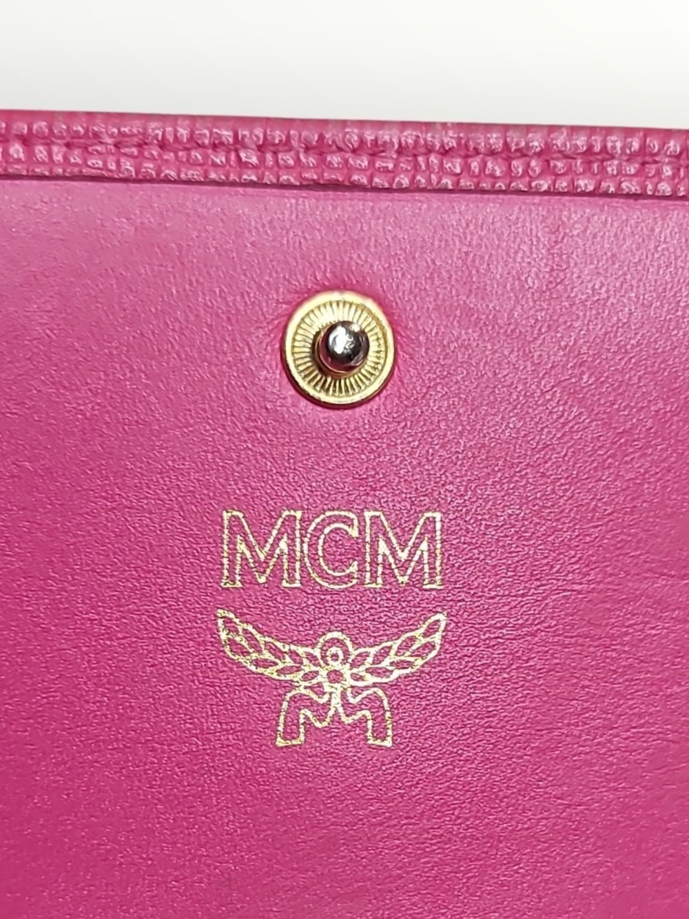 MCM Hot Pink Leather Trifold Wallet Charm Detail In Great Condition - Picture 11 of 16